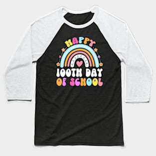 Happy 100Th Day Of School Teacher Kids 100 Days Rainbow Baseball T-Shirt